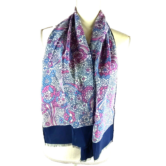 Pura Seta Silk Scarf Rolled Edges 1960's Vintage - Picture 3 of 14